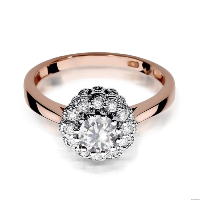 Pierścionek W284 Biały Szafir 0,60ct różowe złoto