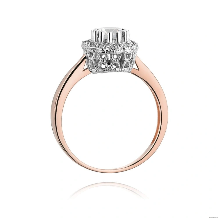 Pierścionek W284 Biały Szafir 0,60ct różowe złoto