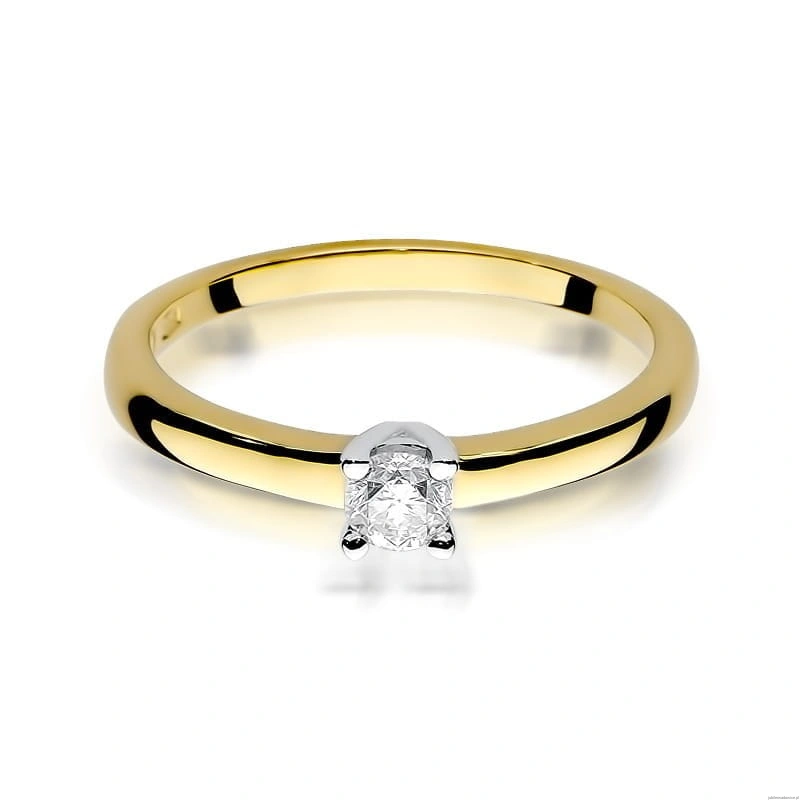 Pierścionek W292 Diament 0,15ct żółte złoto