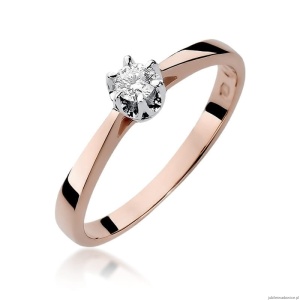 Pierścionek W295 Diament 0,15ct różowe złoto