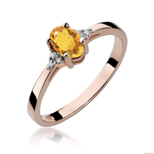 Pierścionek W301 Cytryn 0,60ct żołte złoto
