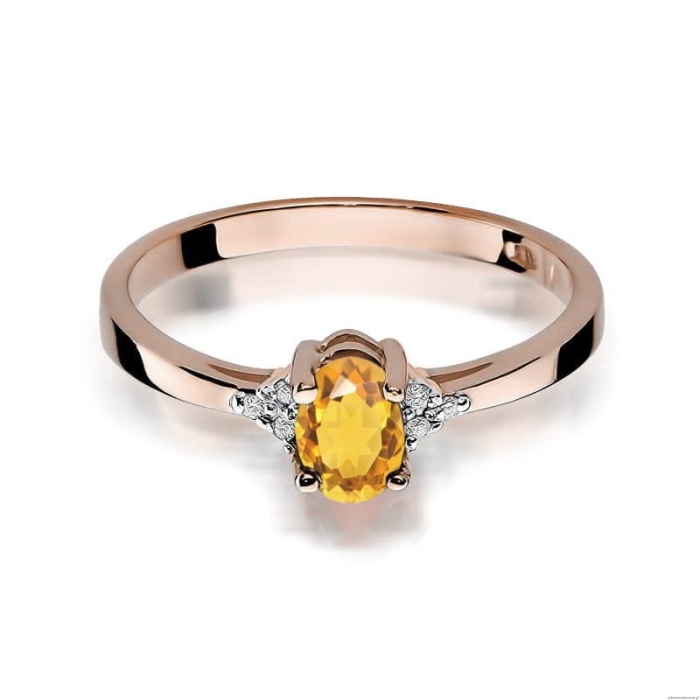 Pierścionek W301 Cytryn 0,60ct żołte złoto