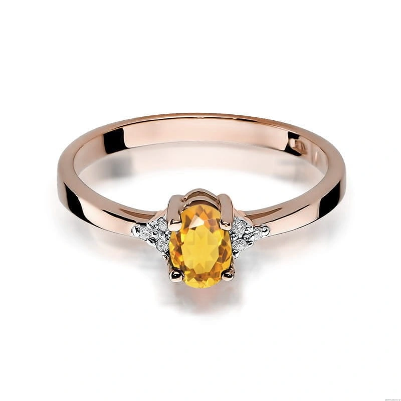 Pierścionek W301 Cytryn 0,60ct żołte złoto