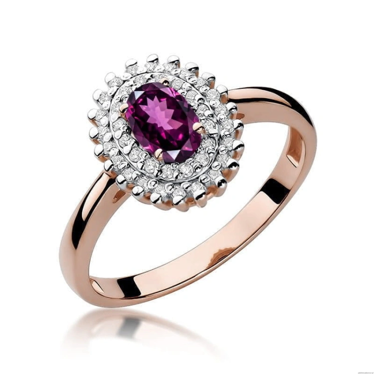 Pierścionek W303 Rodolit 0,50ct różowe złoto