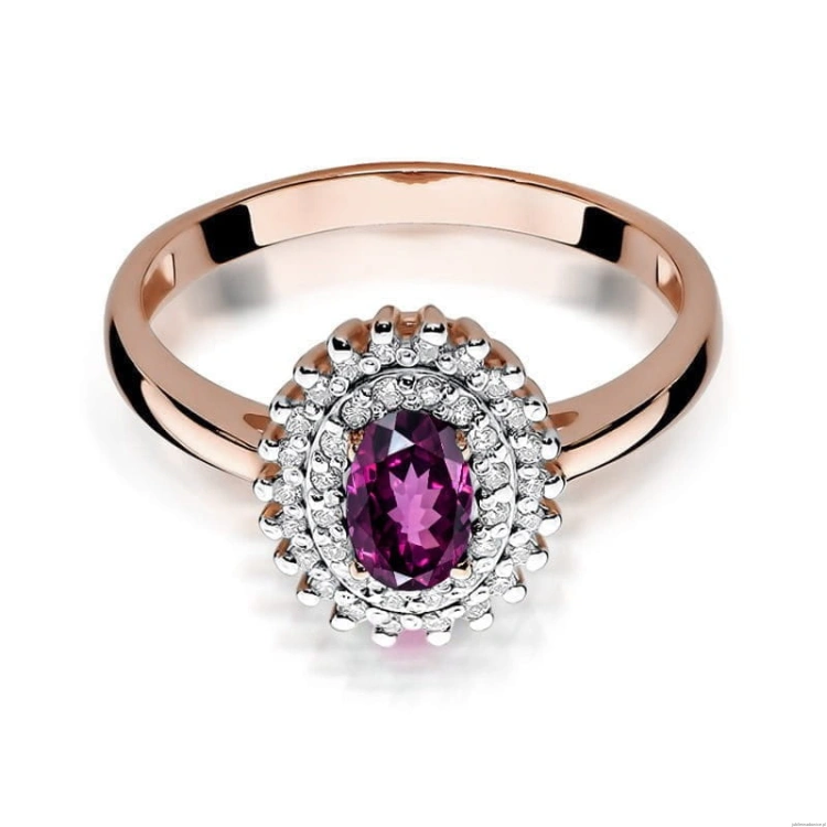 Pierścionek W303 Rodolit 0,50ct różowe złoto