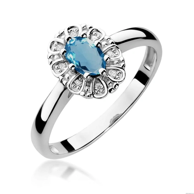 Pierścionek W304 Topaz London Blue 0,50ct białe złoto