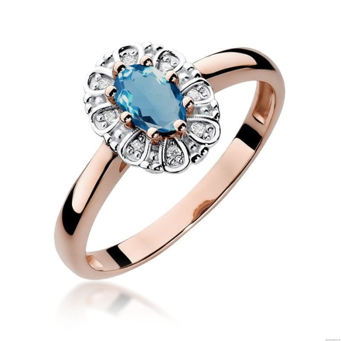 Pierścionek W304 Topaz London Blue 0,50ct różowe złoto