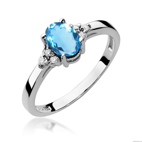 Pierścionek W308 Topaz 0,90ct białe złoto