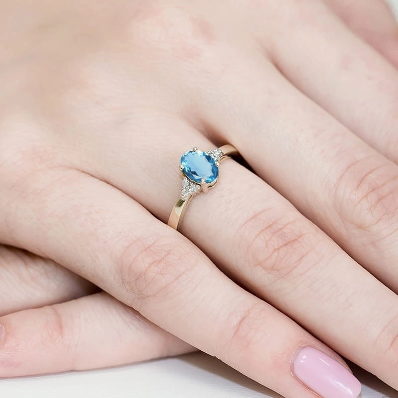 Pierścionek W308 Topaz 0,90ct białe złoto