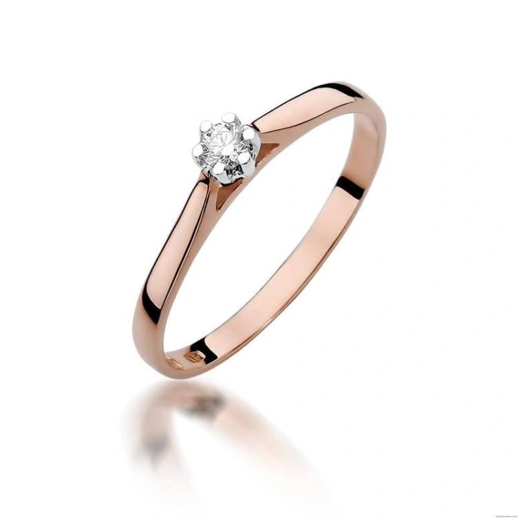 Pierścionek W311 Diament 0,10ct różowe złoto