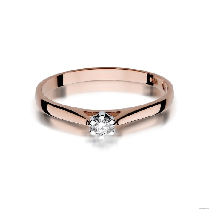Pierścionek W311 Diament 0,10ct różowe złoto