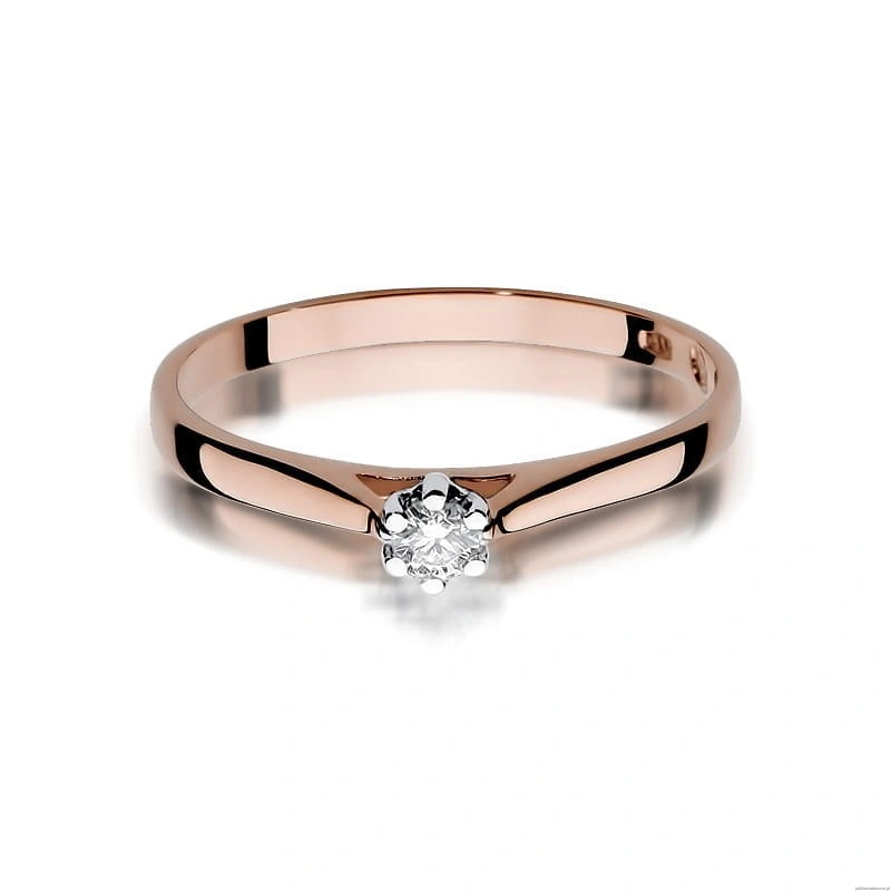 Pierścionek W311 Diament 0,10ct różowe złoto