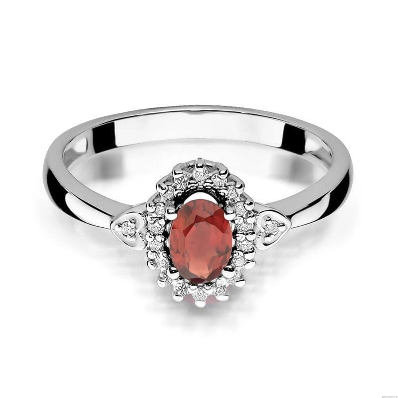 Pierścionek W312 Granat 0,50ct białe złoto