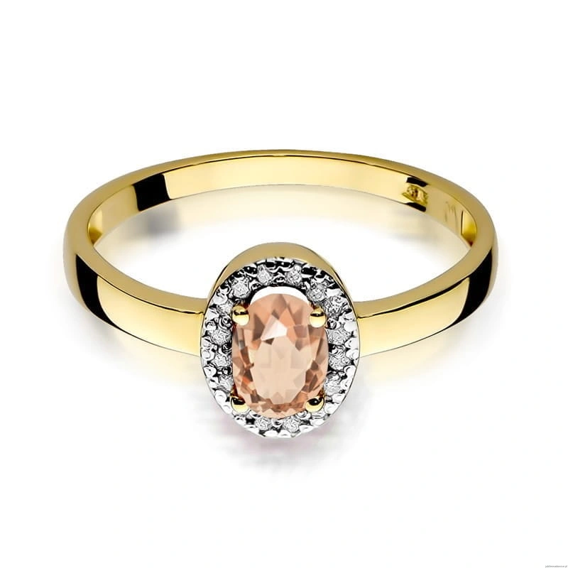 Pierścionek W330 Morganit 0,40ct żółte złoto