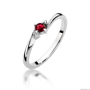 Pierścionek W346 Rubin 0,15ct białe złoto