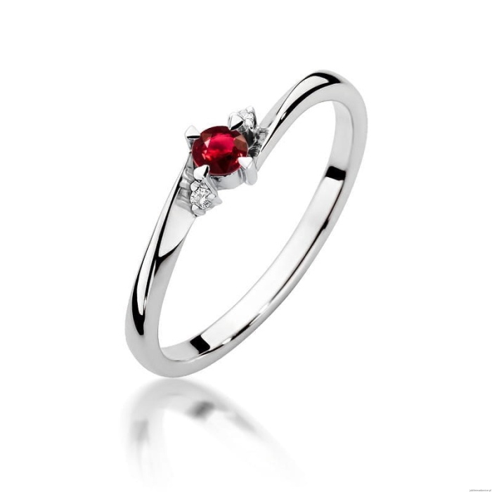 Pierścionek W346 Rubin 0,15ct białe złoto