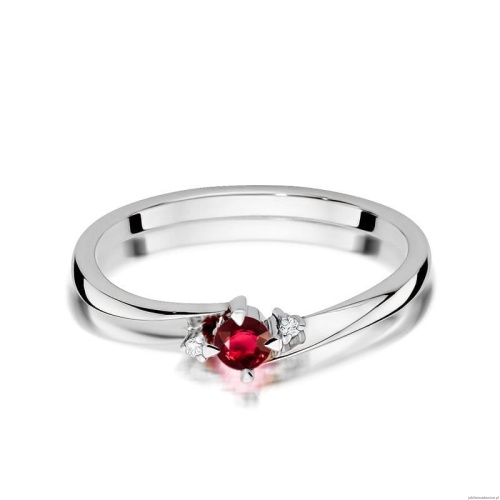 Pierścionek W346 Rubin 0,15ct białe złoto