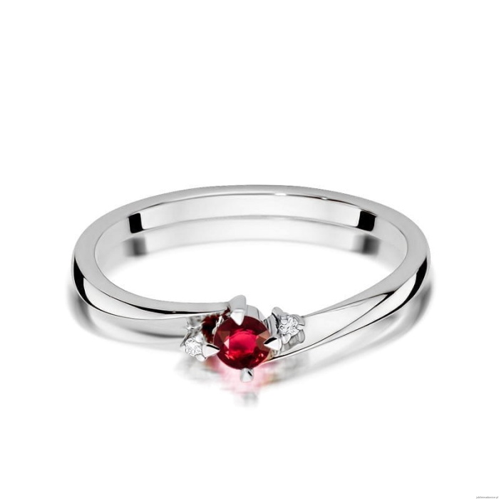 Pierścionek W346 Rubin 0,15ct białe złoto
