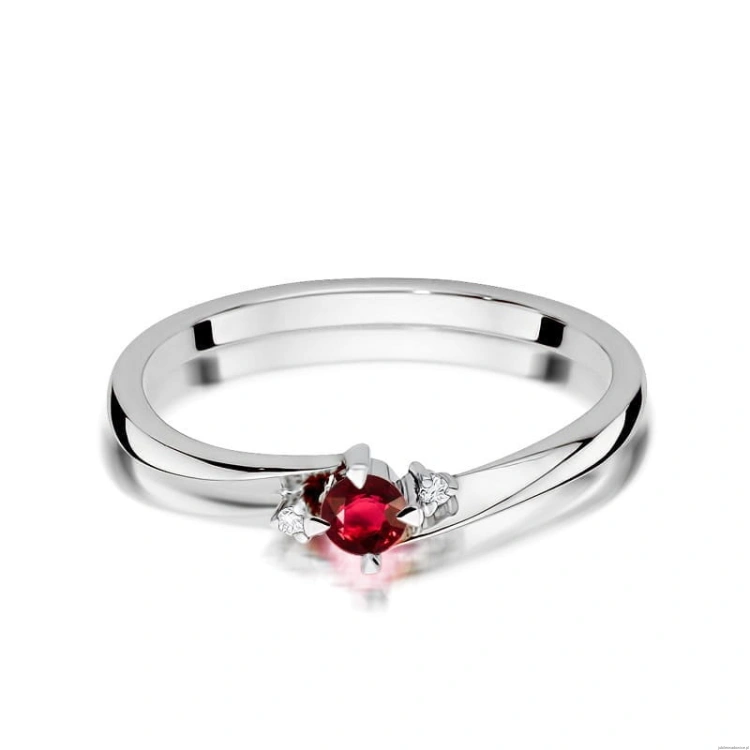 Pierścionek W346 Rubin 0,15ct białe złoto