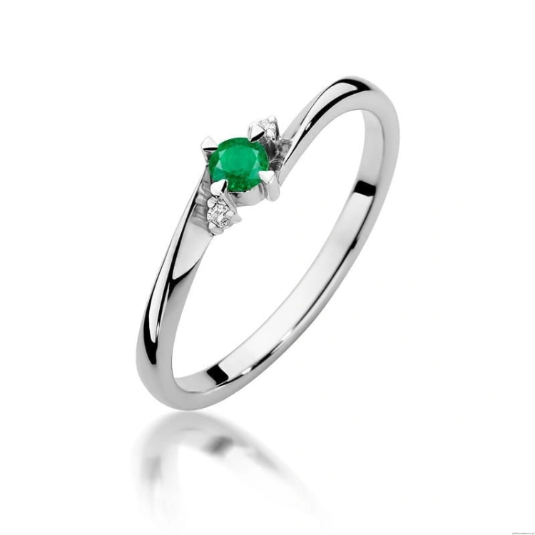 Pierścionek W346 Szmaragd 0,15ct białe złoto