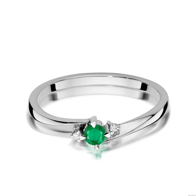 Pierścionek W346 Szmaragd 0,15ct białe złoto