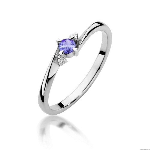 Pierścionek W346 Tanzanit 0,15ct białe złoto