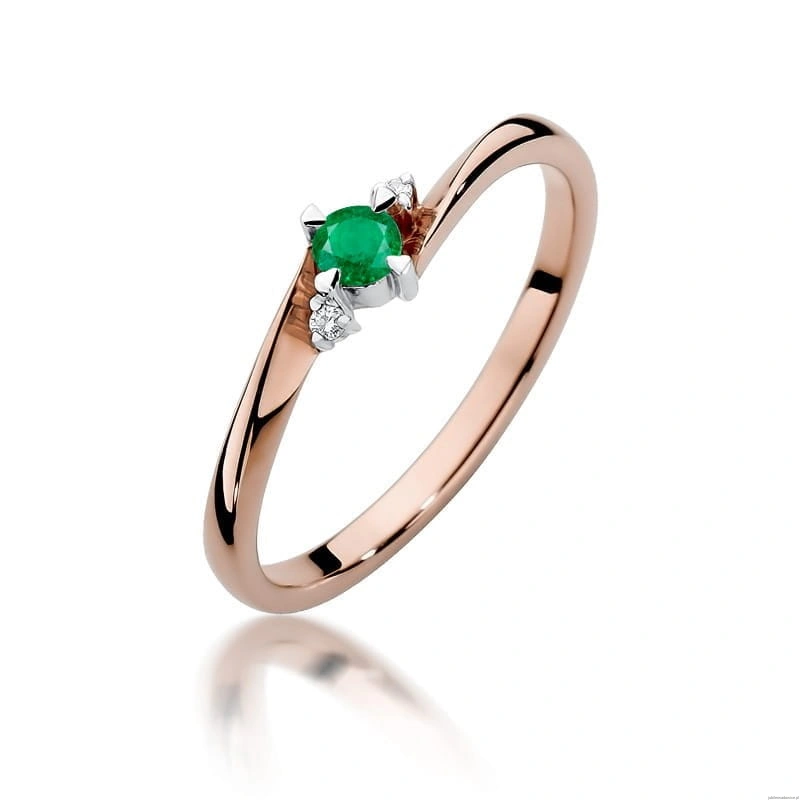 Pierścionek W346 Szmaragd 0,15ct różowe złoto