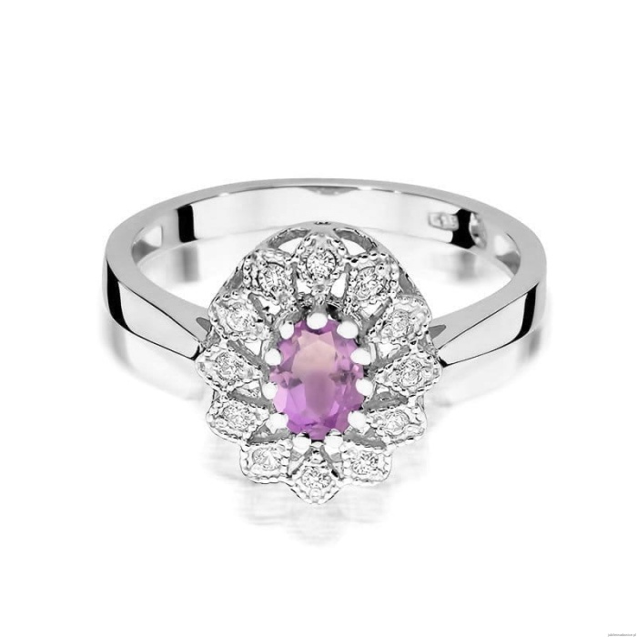 Pierścionek W354 Ametyst 0,40ct białe złoto