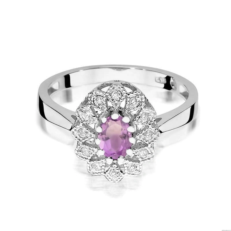 Pierścionek W354 Ametyst 0,40ct białe złoto
