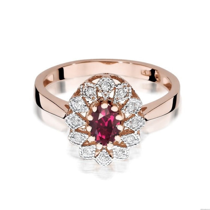 Pierścionek W354 Rodolit 0,50ct różowe złoto