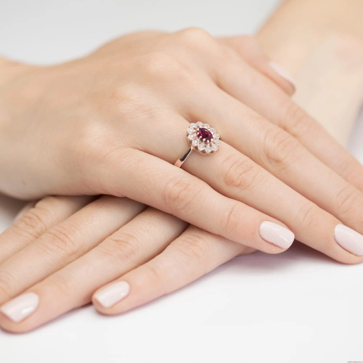 Pierścionek W354 Rodolit 0,50ct różowe złoto