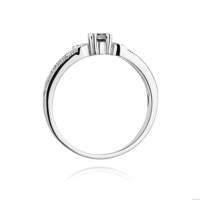 Pierścionek W411 Czarny Diament 0,12ct białe złoto