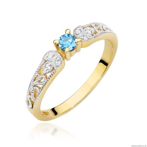 Pierścionek W411 Topaz 0,15ct żółte złoto