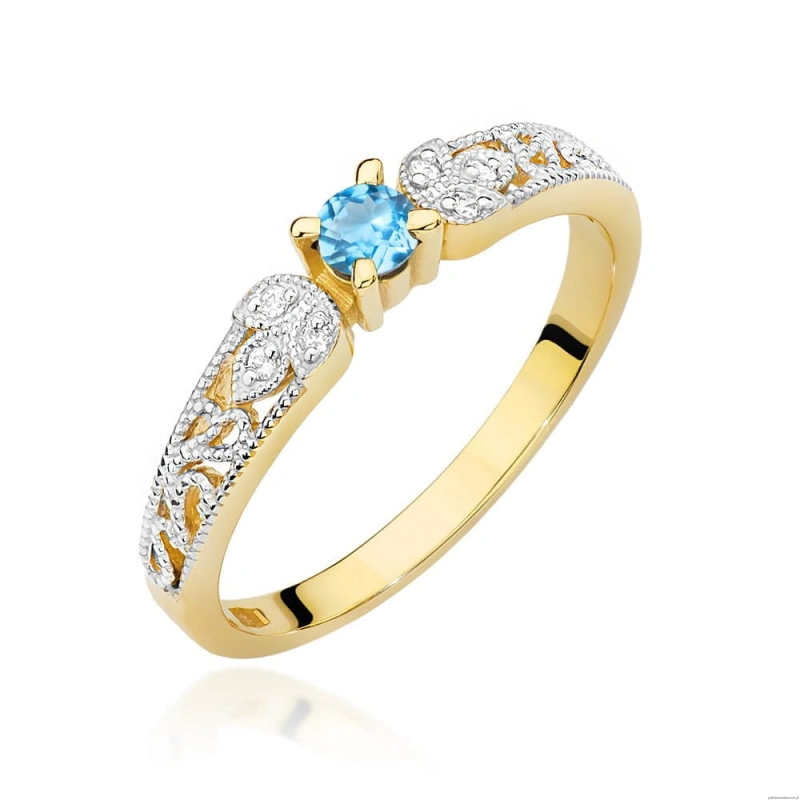 Pierścionek W411 Topaz 0,15ct żółte złoto