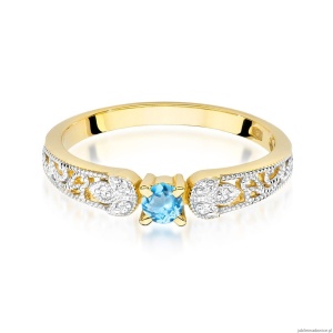 Pierścionek W411 Topaz 0,15ct żółte złoto