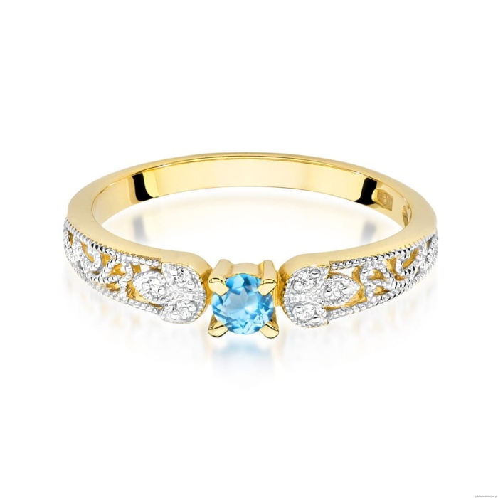 Pierścionek W411 Topaz 0,15ct żółte złoto