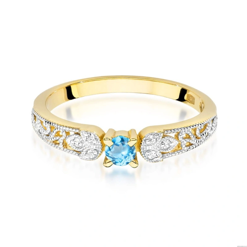 Pierścionek W411 Topaz 0,15ct żółte złoto