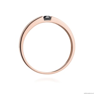 Pierścionek W432 Czarny Diament 0,12ct różowe złoto