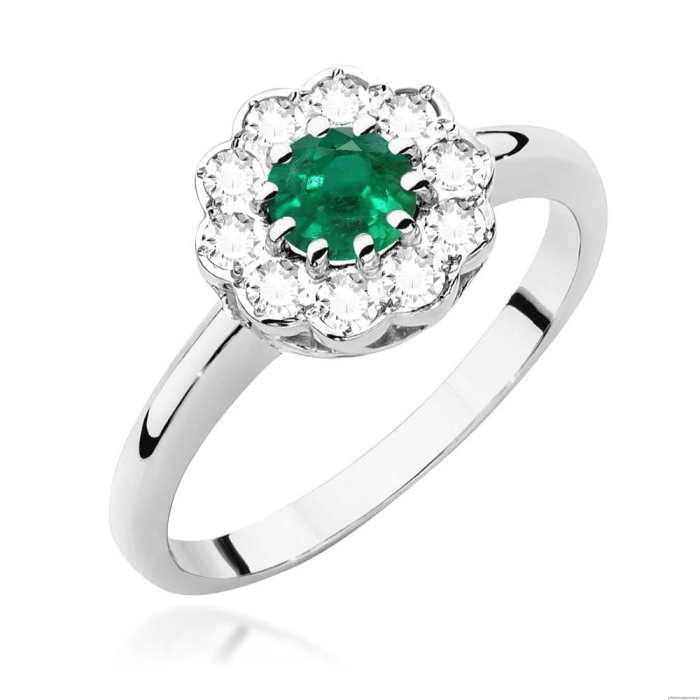 Pierścionek W529 Szmaragd 0,50ct białe złoto