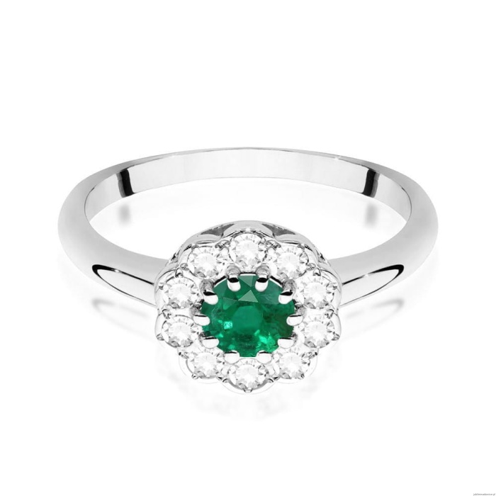 Pierścionek W529 Szmaragd 0,50ct białe złoto