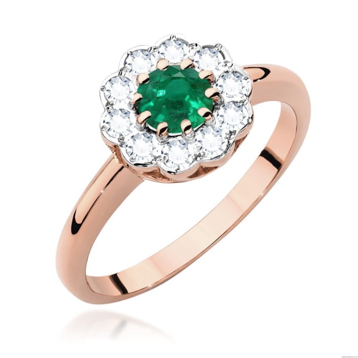 Pierścionek W529 Szmaragd 0,50ct różowe złoto