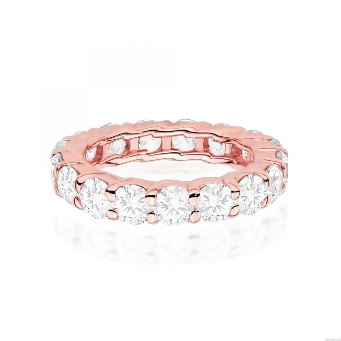 Pierścionek W0516 z diamentami różowe złoto