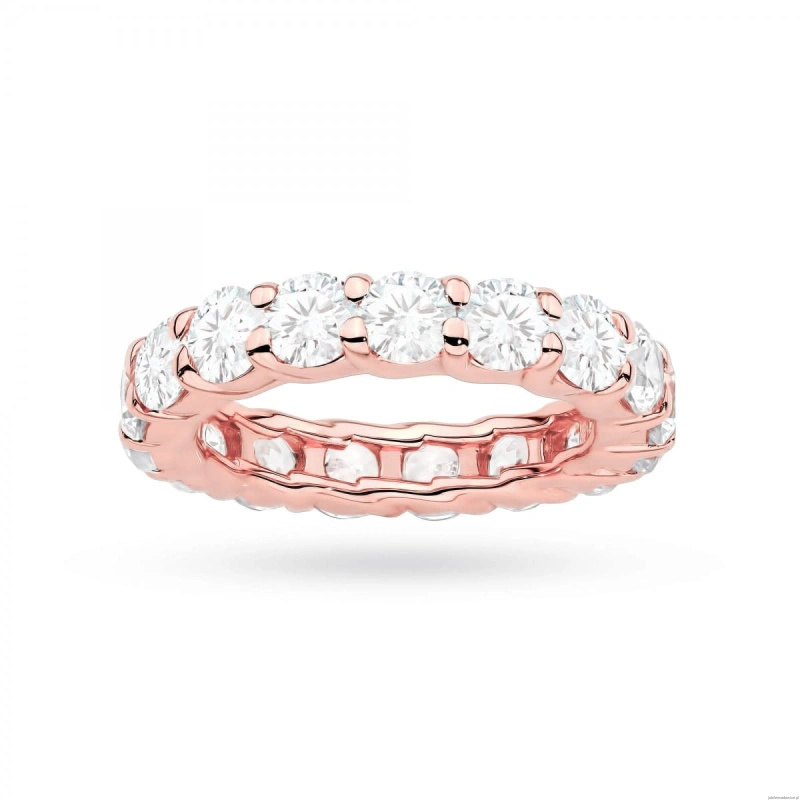 Pierścionek W0516 z diamentami różowe złoto