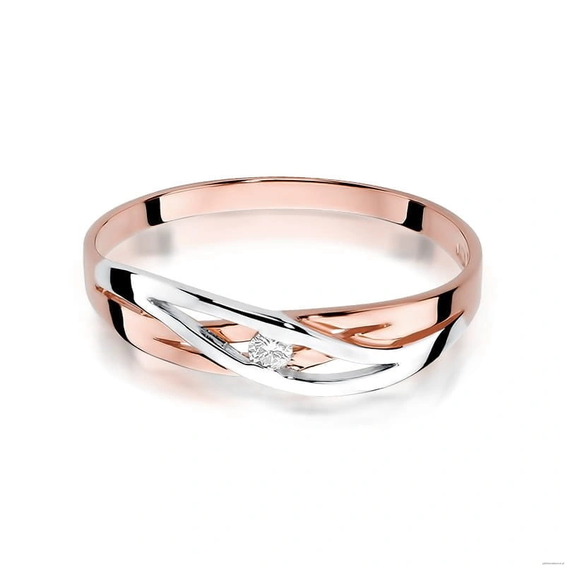 Pierścionek W156 Diament 0,04ct różowe złoto