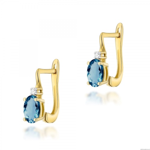 Kolczyki K0011 Topaz London Blue 2 x 0,50ct żółte złoto