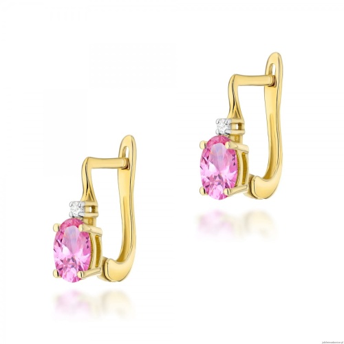 Kolczyki K0011 Różowy Topaz  2 x 0,50ct żółte złoto