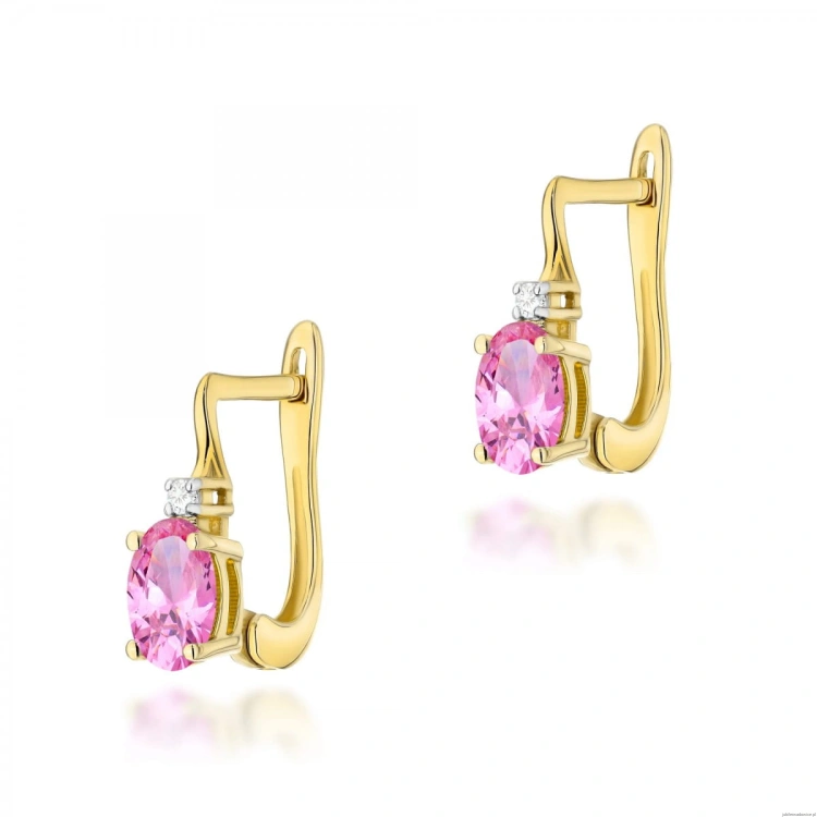 Kolczyki K0011 Różowy Topaz  2 x 0,50ct żółte złoto