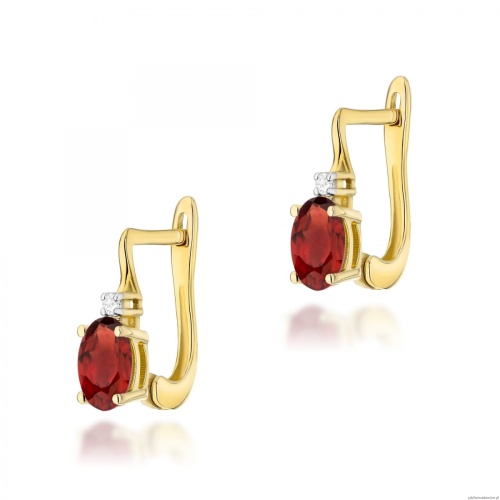 Kolczyki K0011 Granat  2 x 0,50ct żółte złoto