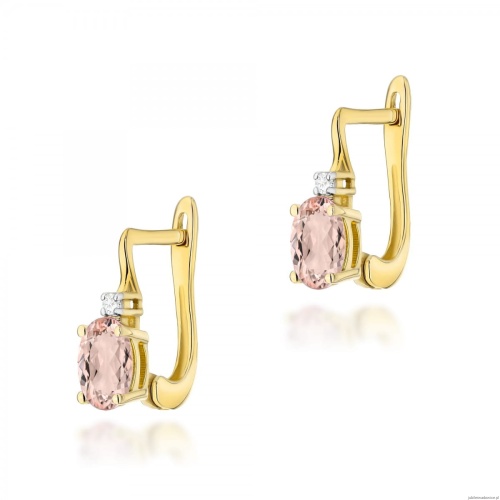 Kolczyki K0011 Morganit 2 x 0,40ct żółte złoto