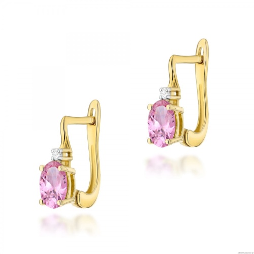 Kolczyki K0011 Szafir Różowy 2 x 0,45ct żółte złoto